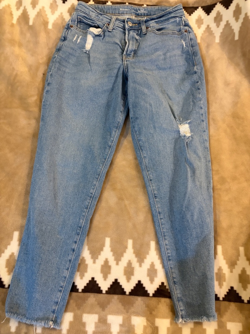 Old Navy Light Wash Straight Leg Distressed Jeans